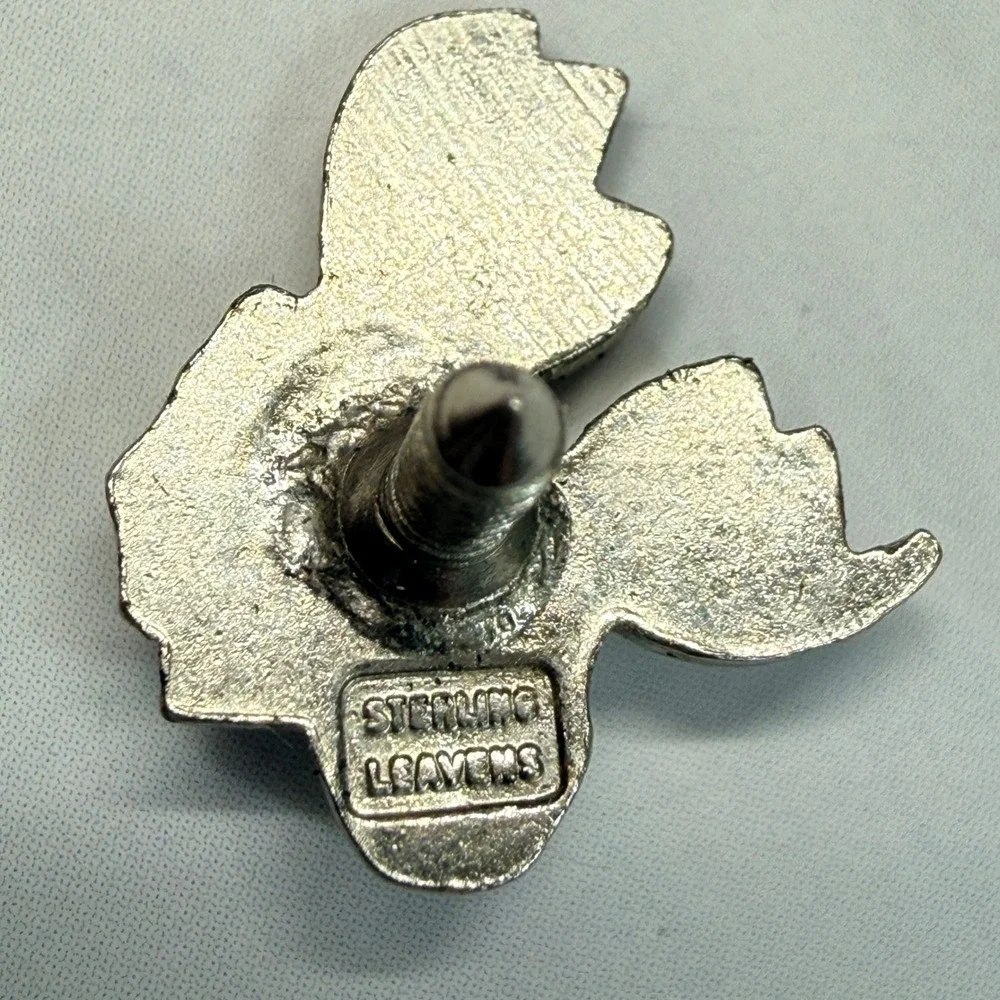 Leavens Sterling Silver Moose Head Lapel Pin Screw Back Vintage Animal Jewelry